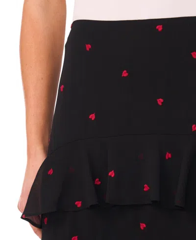 Cece Women's Tiered Ruffle Flounce Midi Skirt In Black