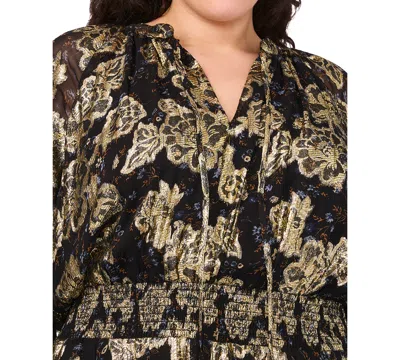 Msk Plus Size Ruched Waist Midi Dress In Black