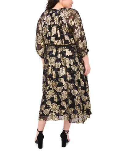 Msk Plus Size Ruched Waist Midi Dress In Black