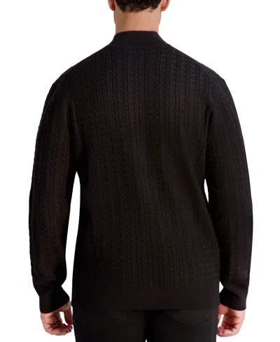 Karl Lagerfeld Men's Full Zip Cable Knit Sweater In Black