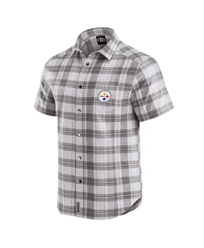 Fanatics Men's Darius Rucker Collection By Gray Pittsburgh Steelers Team Plaid Short Sleeve Full-snap Shirt In Multi