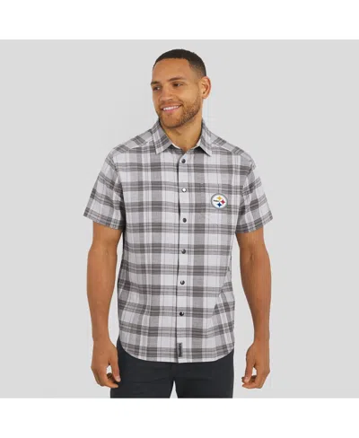 Fanatics Men's Darius Rucker Collection By Gray Pittsburgh Steelers Team Plaid Short Sleeve Full-snap Shirt In Multi