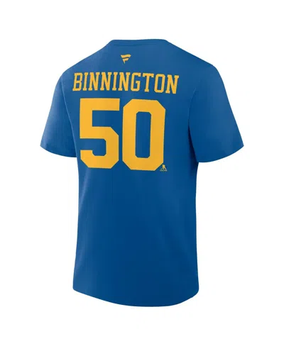 Fanatics Men's Jordan Binnington Blue St. Louis Blues Authentic Stack Name Number T-shirt In Blue