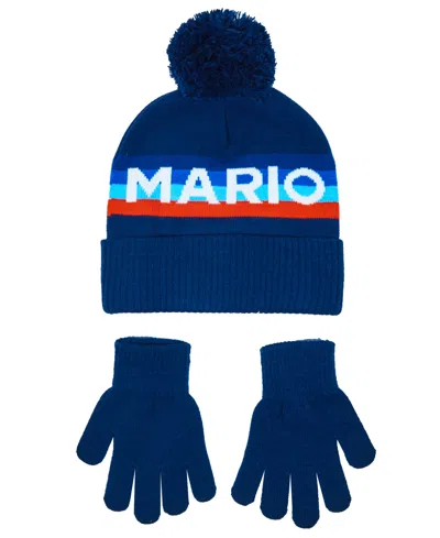 Super Mario Boys 2-piece Hat And Gloves Set In Blue