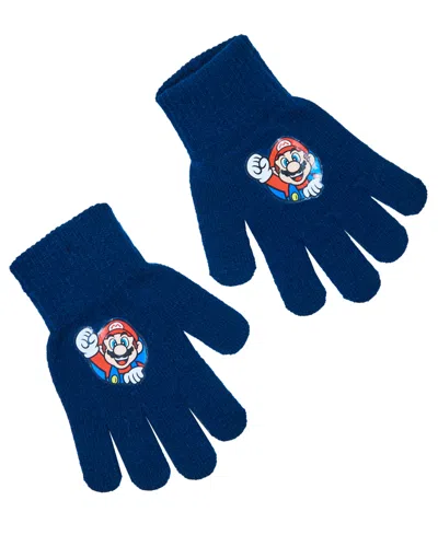 Super Mario Boys 2-piece Hat And Gloves Set In Blue