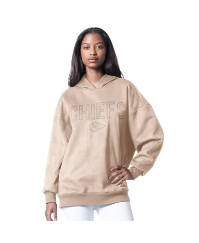 G-iii 4her By Carl Banks Women's Cream Cleveland Browns Best Hitter Oversized Tunic Pullover Hoodie In Neutral