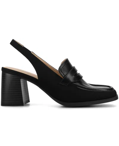 Journee Collection Womens Square Closed Toe Stacked Heel Pumps In Black