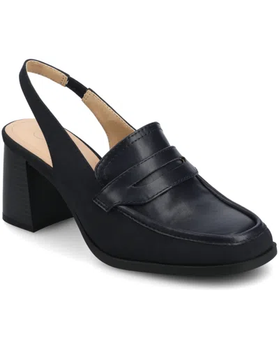 Journee Collection Womens Square Closed Toe Stacked Heel Pumps In Blue