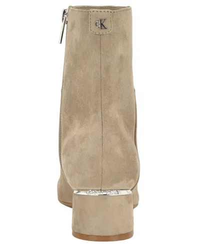 Calvin Klein Women's Parry Block Heel Ankle Booties In Brown