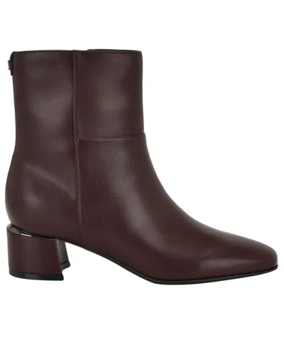 Calvin Klein Women's Parry Block Heel Ankle Booties In Brown
