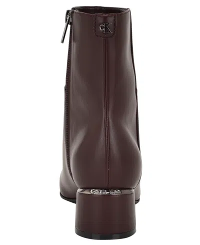 Calvin Klein Women's Parry Block Heel Ankle Booties In Brown