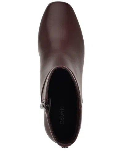 Calvin Klein Women's Parry Block Heel Ankle Booties In Brown
