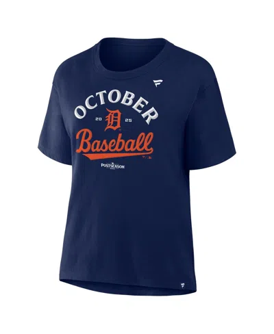 Fanatics Women's Navy Detroit Tigers 2025 Mlb Postseason Locker Room T-shirt In Blue