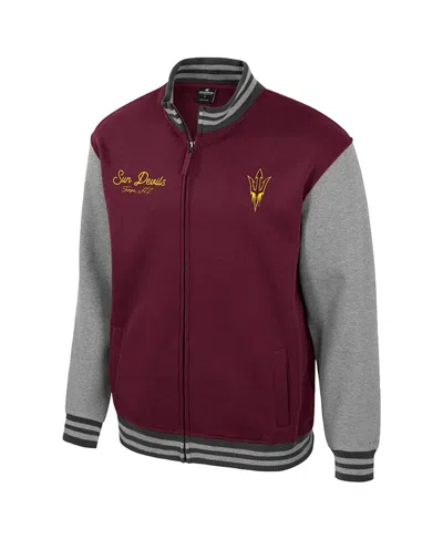 Colosseum Men's Maroon Arizona State Sun Devils Ambi-turner Full-zip Varsity Jacket In Burgundy