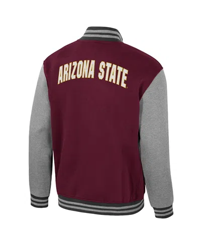 Colosseum Men's Maroon Arizona State Sun Devils Ambi-turner Full-zip Varsity Jacket In Burgundy