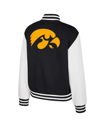 Colosseum Women's Black Iowa Hawkeyes French Baguette Full Snap Fleece Jacket In Black