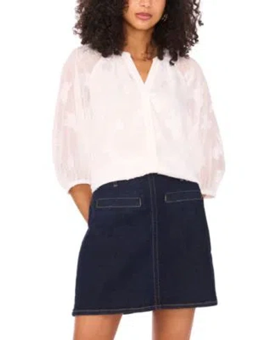 Vince Camuto Raglan Sleeve Button Down Blouse In White