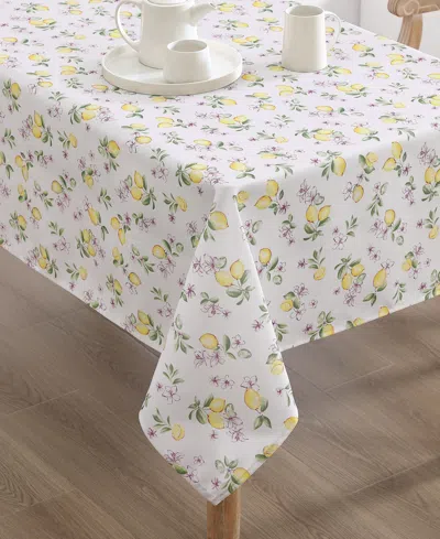 Laura Ashley Easy Care Pattern Tablecloth, 60" X 84" In White