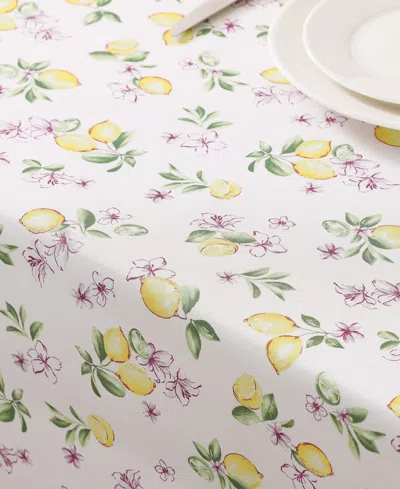 Laura Ashley Easy Care Pattern Tablecloth, 60" X 84" In White