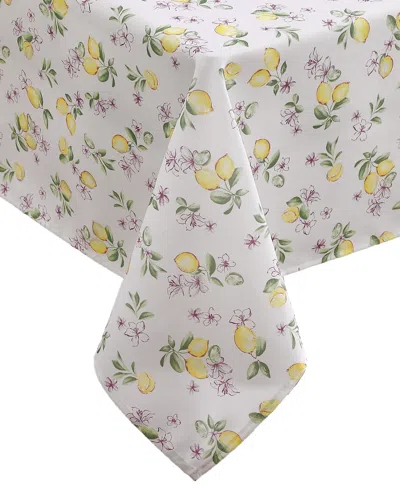 Laura Ashley Easy Care Pattern Tablecloth, 60" X 84" In White