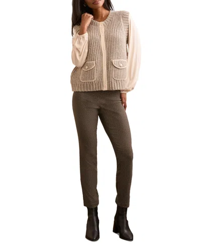 Tribal Sleeveless Button-up Knit Vest In Heather Sandstone In Neutral