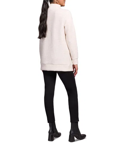 Tribal Women's Long Sleeve V Neck Top In Neutral