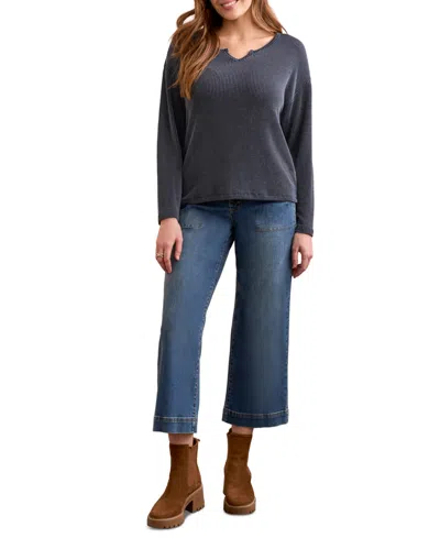 Tribal Women's Long Sleeve Notch Collar Top In Multi