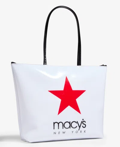 Macy's New York Logo Zip Tote Bag,  Exclusive In White