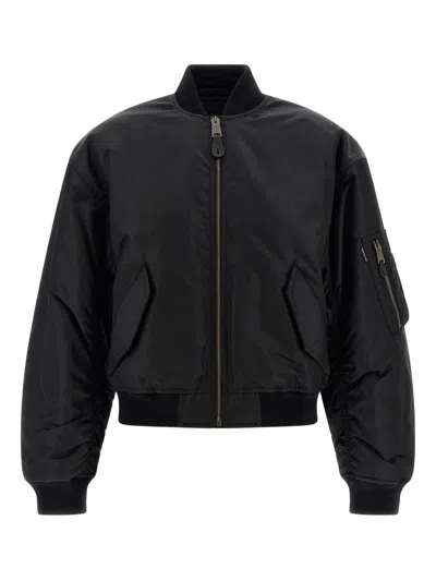 Balenciaga Standard Technical Satin Bomber Jacket In Black