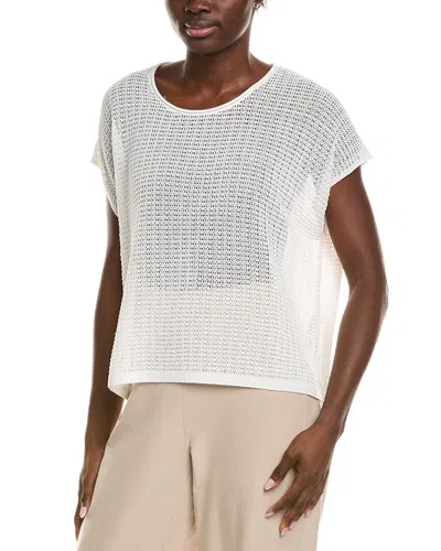 Eileen Fisher Jewel Neck Sweater In White