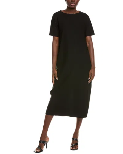 Eileen Fisher Bateau Neck Flare Dress In Black