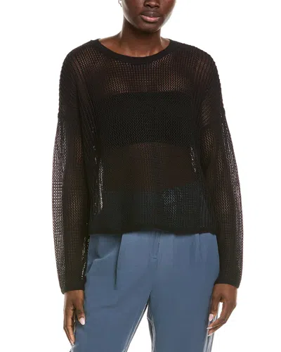 Eileen Fisher Crewneck Linen-blend Sweater In Black