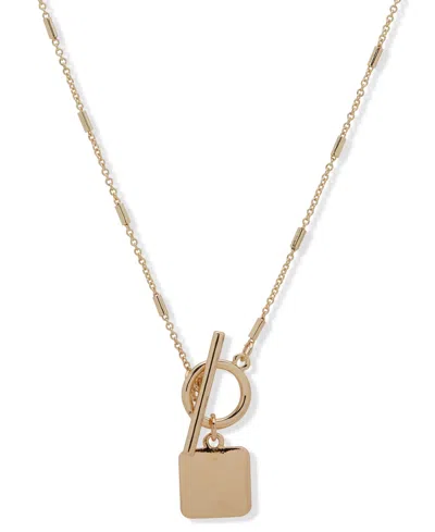 Nine West Gold-tone Toggle Pendant Necklace In Gold