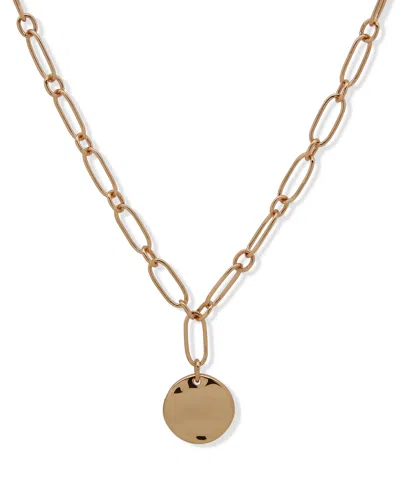 Nine West Gold-tone Wavy Texture Pendant Necklace In Gold
