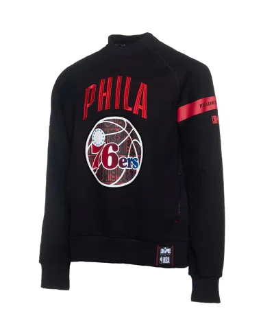 Two Hype X Nba Men's Black Philadelphia 76ers Culture Hoops Collection Premium Pullover Sweatshirt In Black