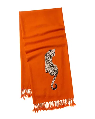 Jonathan Adler Leopard Embellished Merino Wool Throw In Orange