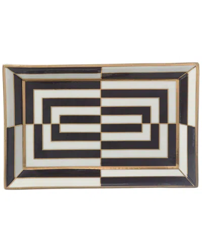 Jonathan Adler Op Art Rectangle Serving Tray In Black