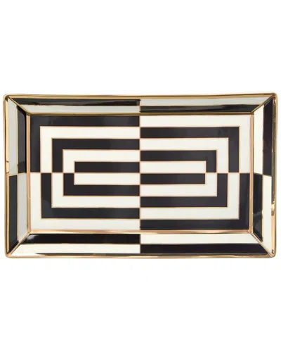 Jonathan Adler Op Art Rectangle Serving Tray In Black