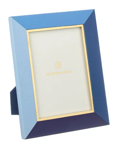 Jonathan Adler Perimeter Leather 4x6 Frame In Blue