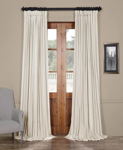 Half Price Drapes Silver Extra Wide Vintage Textured Faux Dupioni Silk Blackout Curtain In White
