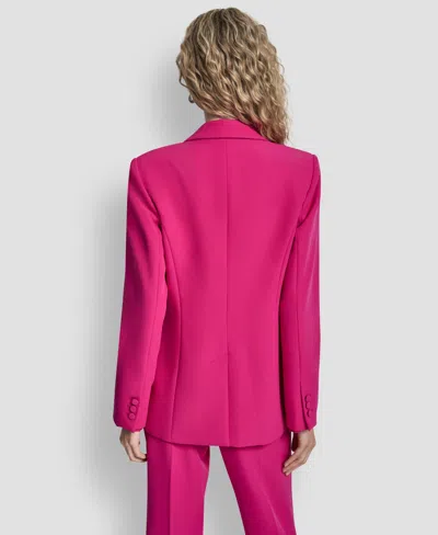 Dkny Petite 1-button Notch Collar Jacket In Brown