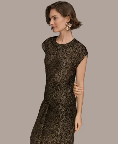 Donna Karan New York Metallic Cap Sleeve Top In Black