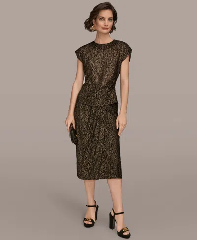 Donna Karan New York Metallic Cap Sleeve Top In Black
