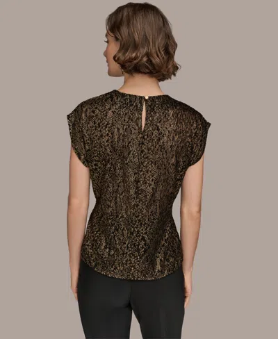Donna Karan New York Metallic Cap Sleeve Top In Black