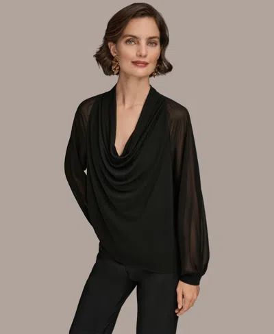 Donna Karan Women's Long Sleeve Mix Media Top In Multi