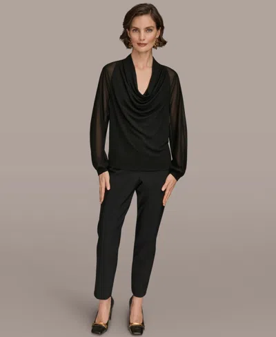 Donna Karan Women's Long Sleeve Mix Media Top In Multi