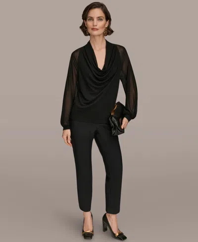 Donna Karan Women's Long Sleeve Mix Media Top In Multi