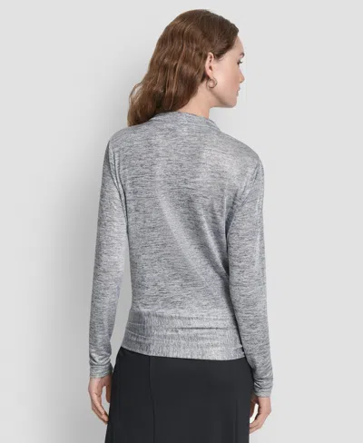 Dkny Women's Long Sleeve Heather Cowl Neck Top In Multi