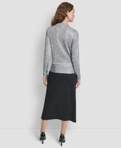 Dkny Women's Long Sleeve Heather Cowl Neck Top In Multi