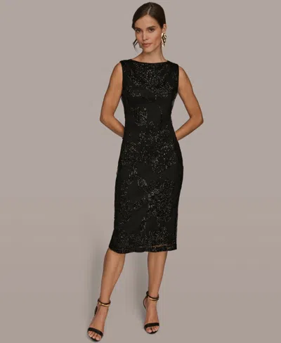 Donna Karan New York Sequin Mesh Midi Dress In Black